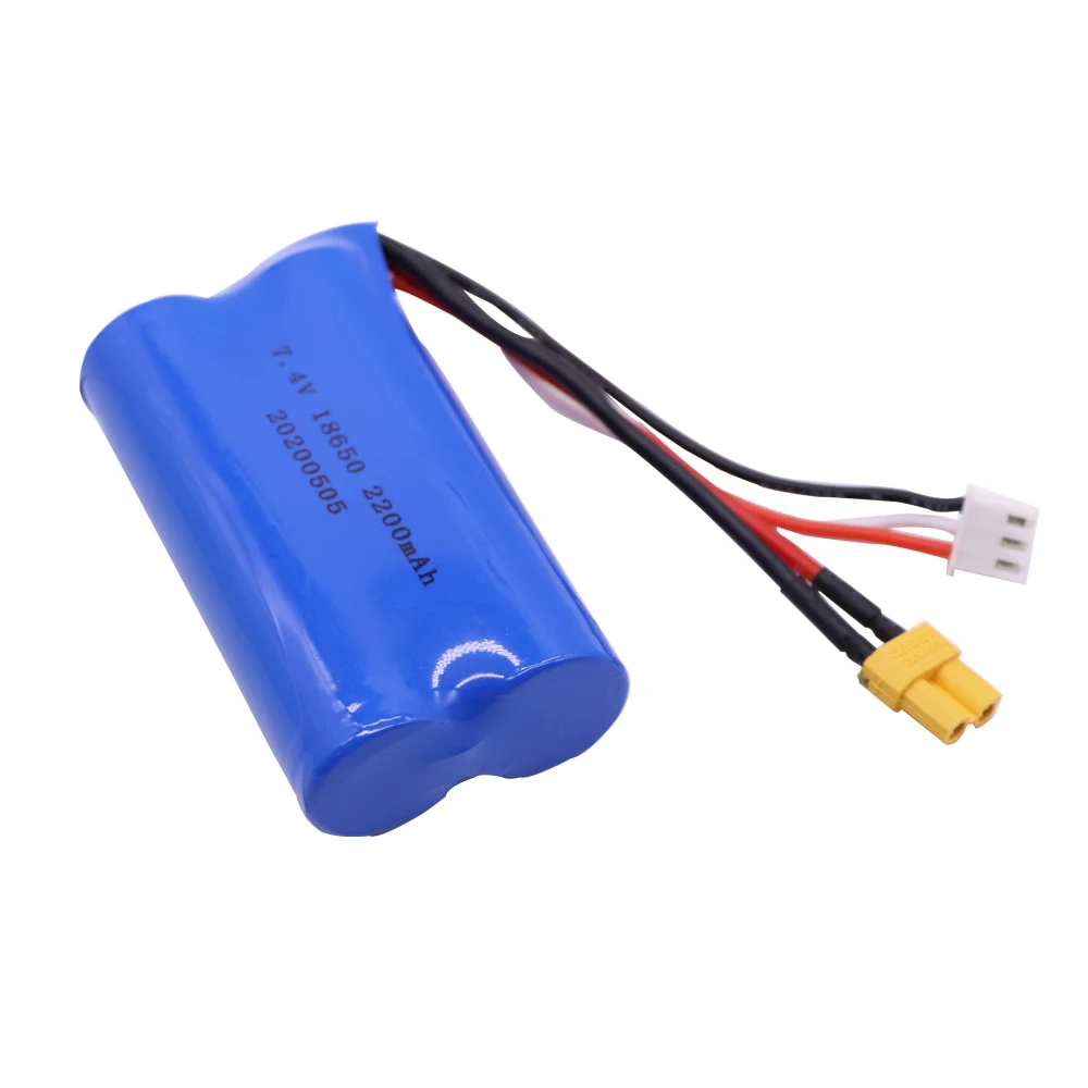 Aggiorna la batteria agli ioni di litio da 7.4 V 2200mAh con caricabatterie per Huina 580550 583 582 pezzi di ricambio per Drone per auto RC 18650