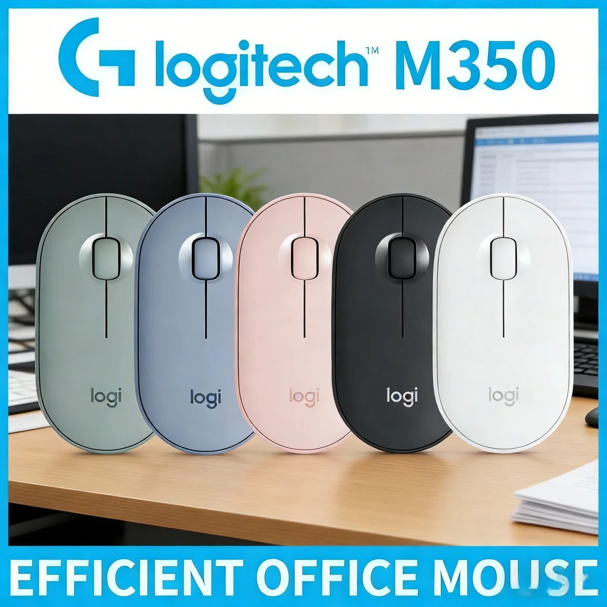 

Беспроводная Bluetooth-мышь Logitech M350, бесшумный щелчок, прочная, тонкая и портативная, работает для Mac, Windows, ноутбуков, домашнего офиса, путешествий