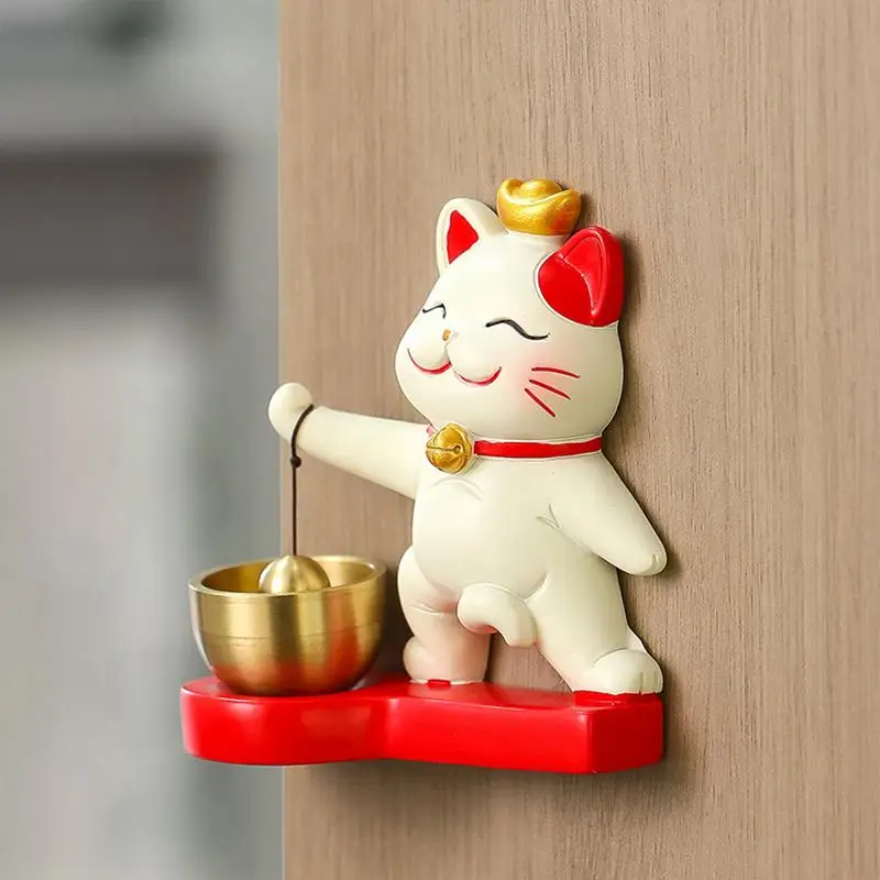 Timbre de gato de la suerte para colgar, campana de puerta que atrae riqueza, carillón de puerta encantador, adhesivo, campana de vendedor, decoración colgante