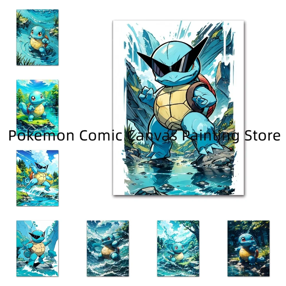 

High Quality Canvas Painting Anime Pokemon Squirtle Picture Modern Home Wall Decoration Painting Children's Gift HD Poster Wall