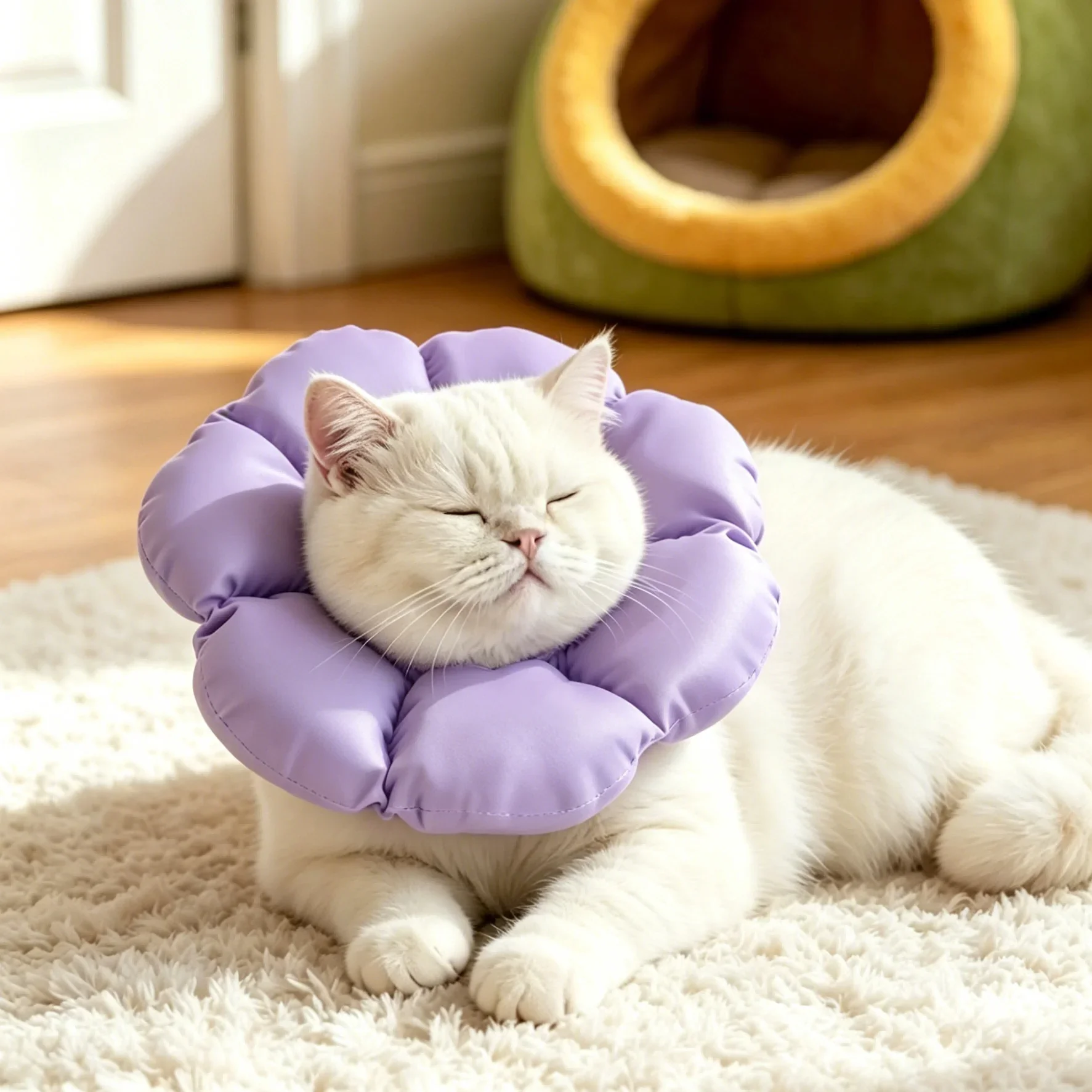

Soft Flower Cat Cone Collar for Cats – Waterproof Anti-Lick Elizabethan Recovery Collar, Adjustable Post-Surgery Protective Cone