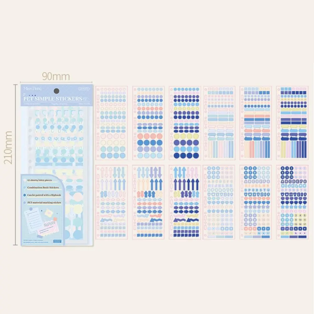 12Pcs/bag Cute Decorative Basic Alphabet Stickers Set Stationery DIY Sticker Label School Supplies Scrapbooking Sticker Keyboard