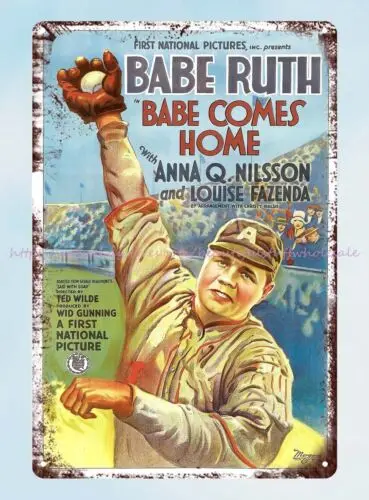 vintage signs Babe Comes Home 1927 American film baseball Babe Ruth tin sign