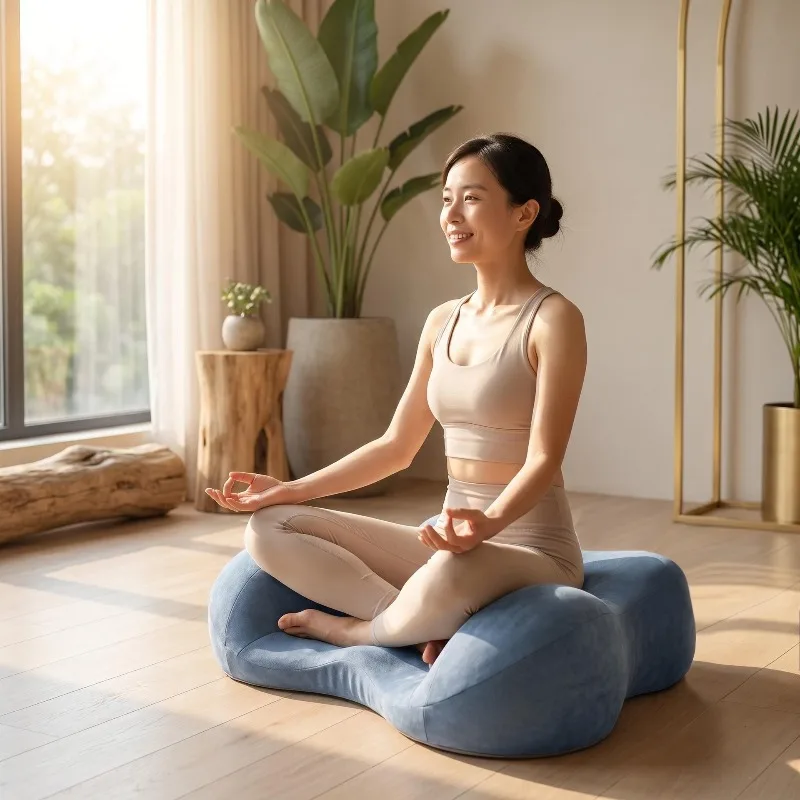 Meditation Cushion, Bamboo Charcoal Memory Foam Zafu, Non Collapse Yoga Mat Pad, Ergonomic Kneeling Pillow for Floor