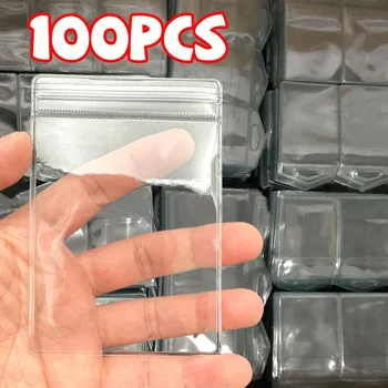 10/100pcs 두꺼운 PVC 쥬얼리 패키지 가방 투명 항산화 주최자 디스플레이 포장 보관 셀프 씰링 파우치