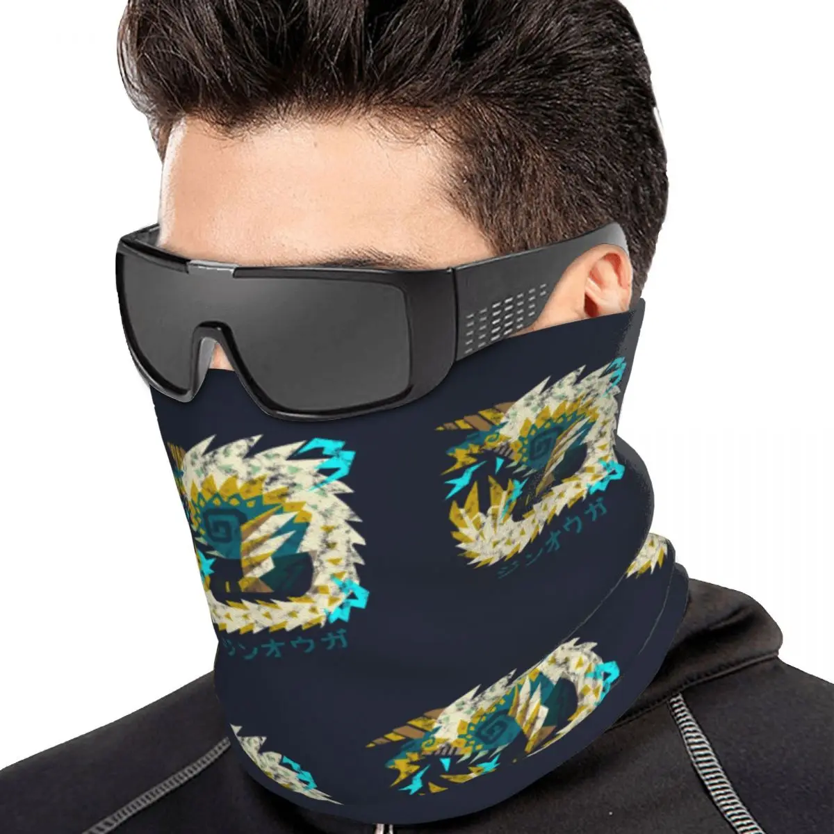 Monster Hunter World Iceborne Zinogre Kanji Icon Bandana Neck Cover Printed Wrap Scarf Cycling Face Mask Unisex Adult All Season