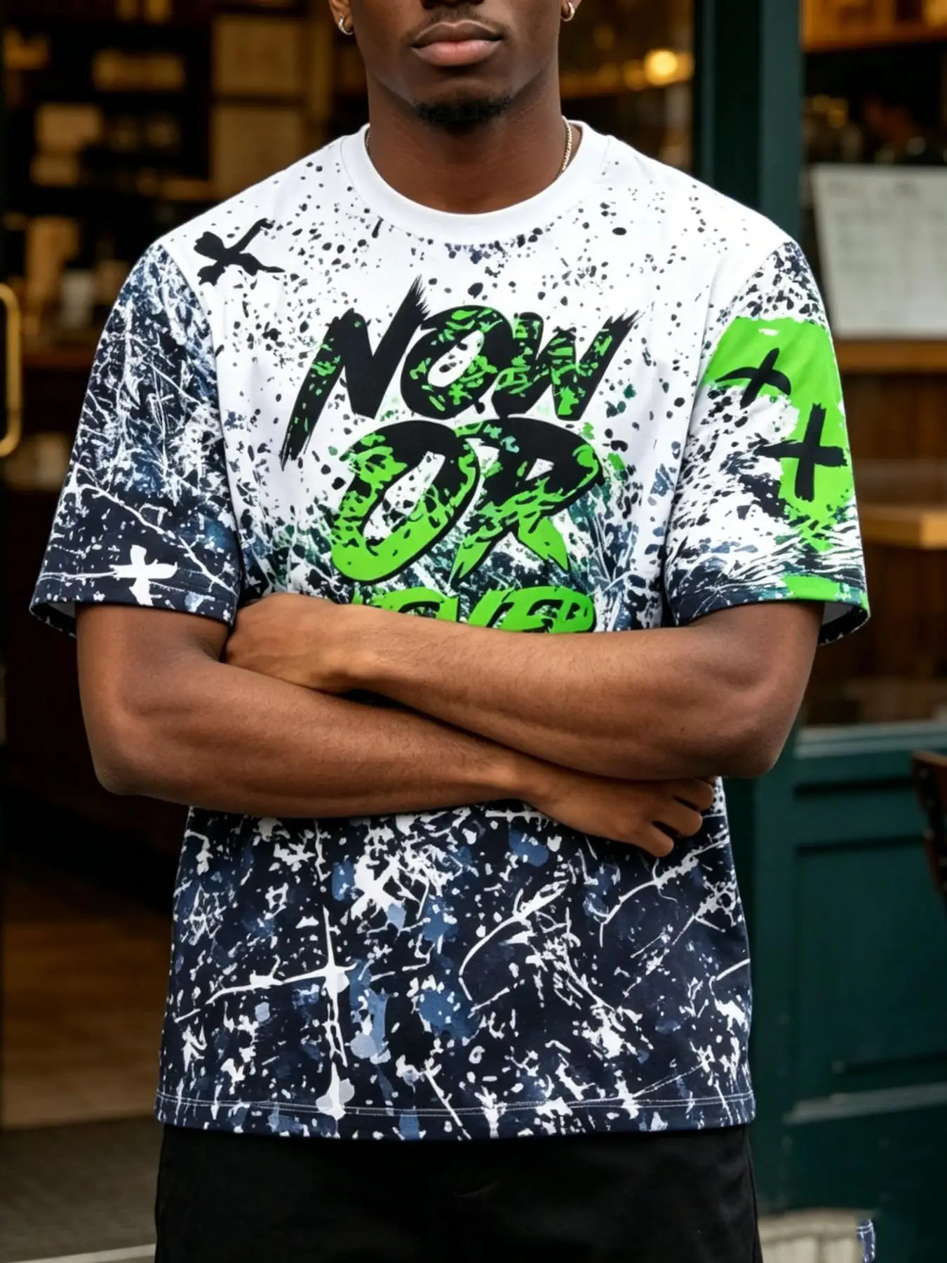 A stylish new casual short-sleeved T-shirt with a hip-hop-inspired round neck, perfect for both men and women.This oversized sum