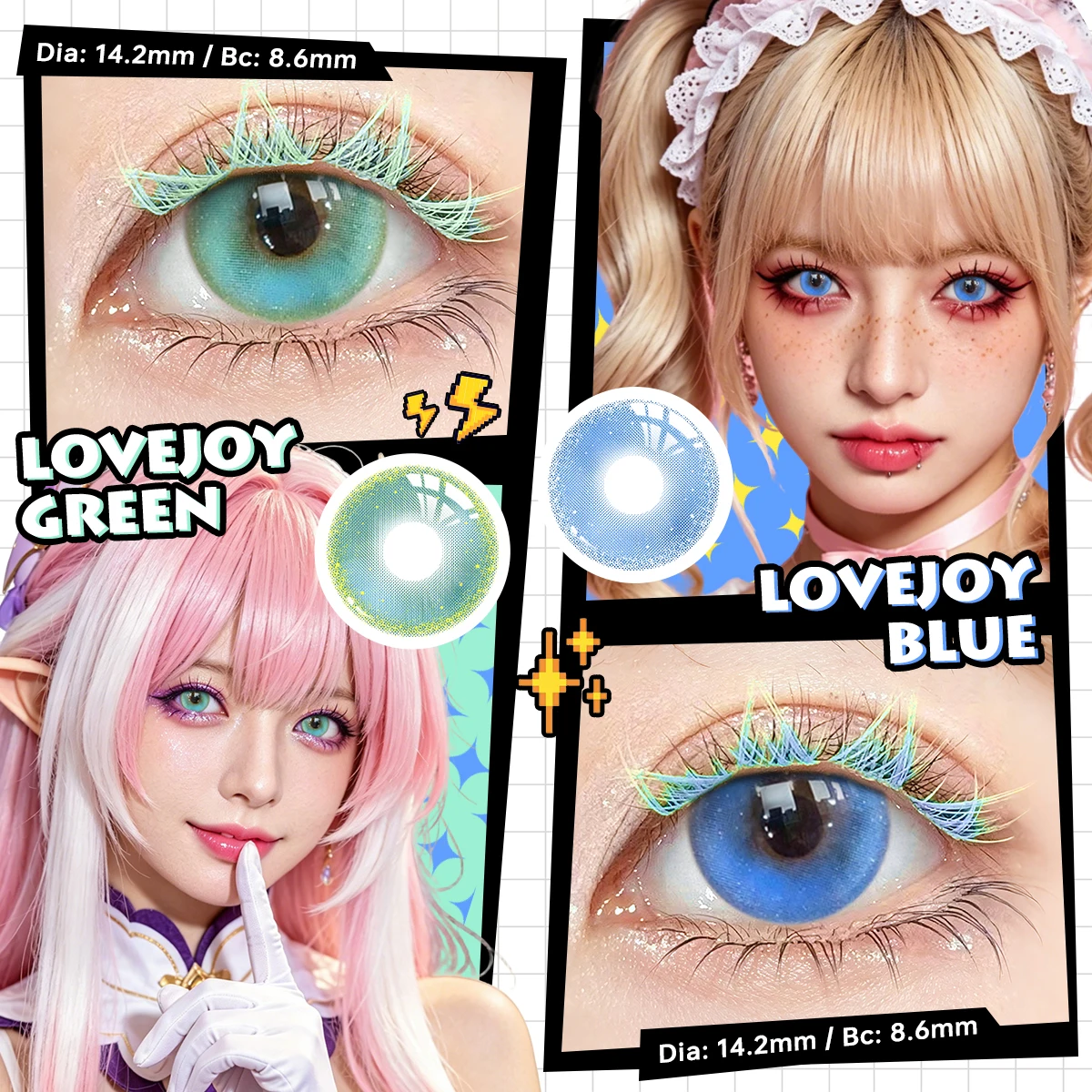VISUASHOW 14,5mm Blaue Anime Cosplay Farbige Kontaktlinsen 6 Monate Einweg Lebendige Augen-Make-up Cyber Kosmetik Rote Weiche Linsen – Detail 19