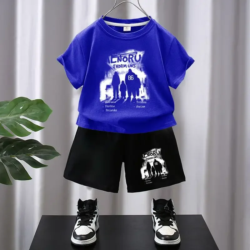 子供用半袖Tシャツとショートパンツのセット,男の子用の服のセット,女の子用のファッショナブルな服,夏のトラックスーツ,2ユニット