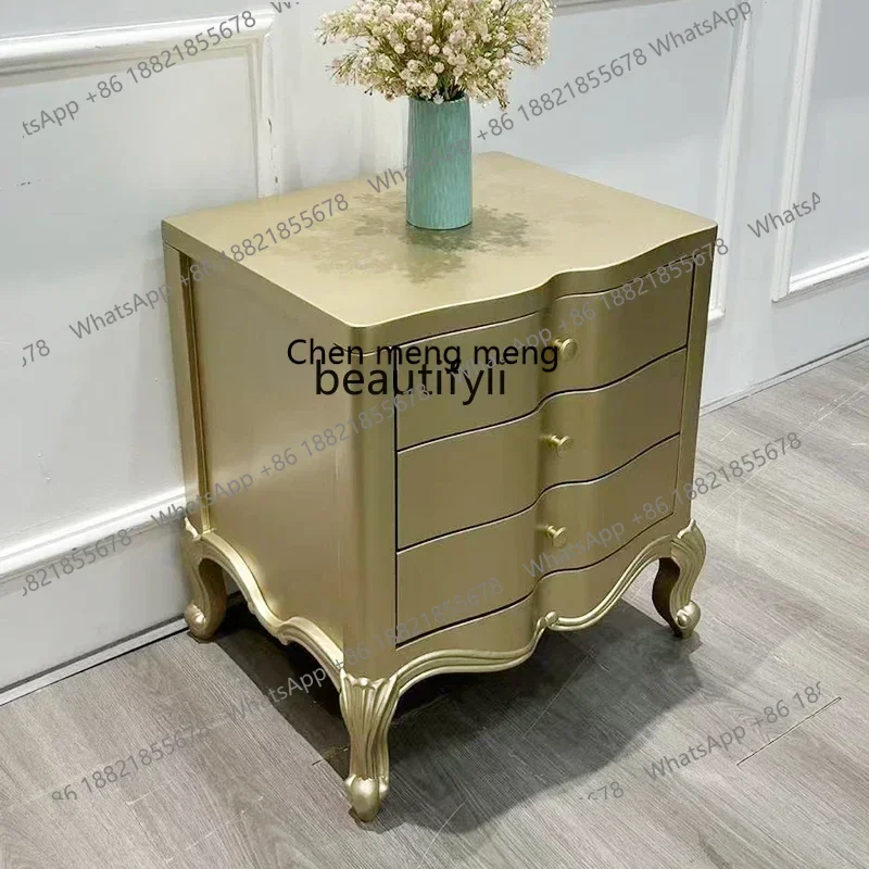 D178 a26 American light luxury solid wood, modern simple locker, bedroom drawer, bedside cabinet, storage cabinet, champagne gol