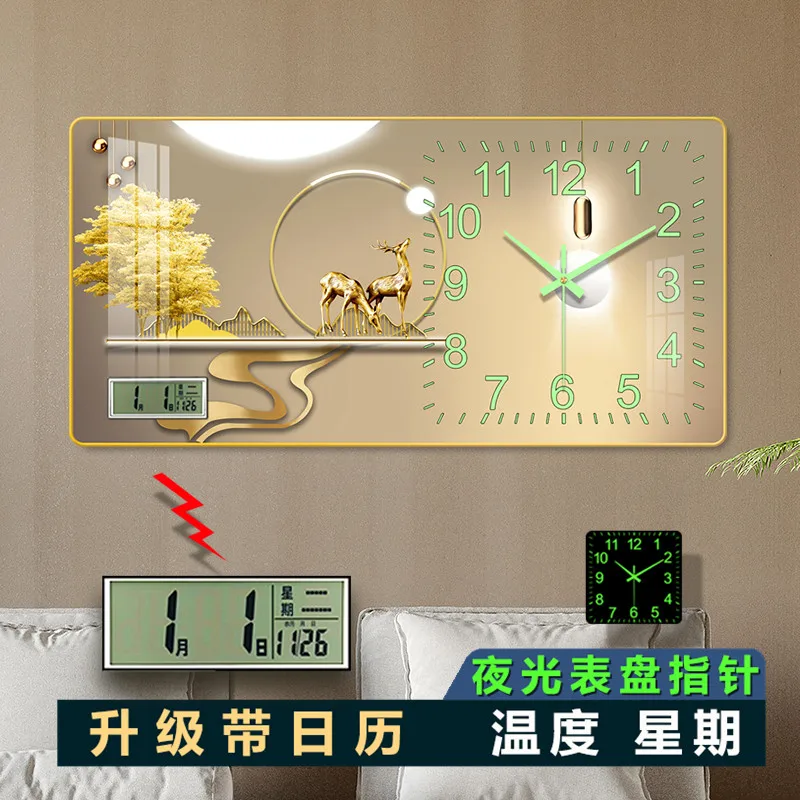 #¥Clock Luminous Watch Simple Modern LivingRoom home decor itemsinterior fashion Wall clock horloge murale living room furniture