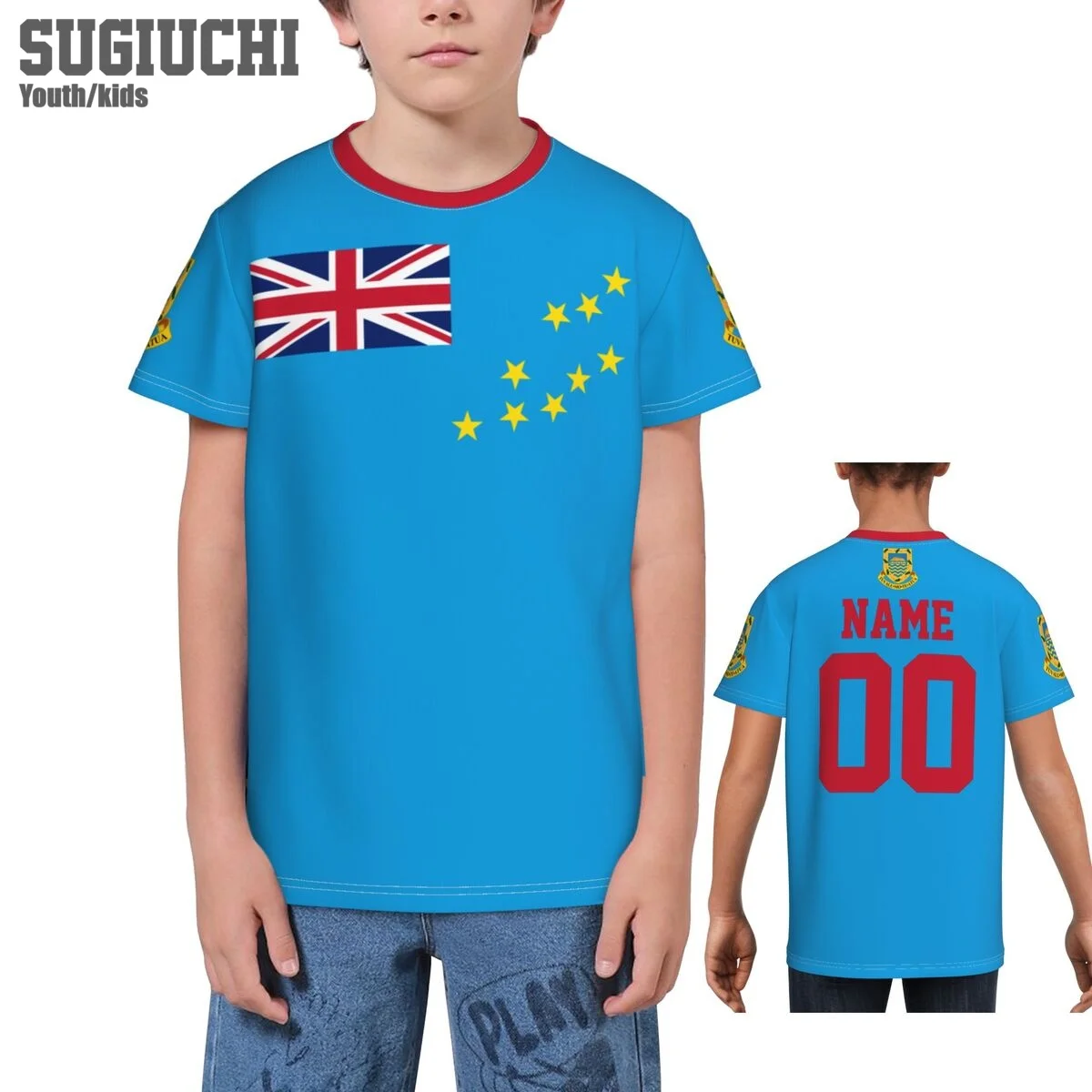 Custom Name Number Tuvalu Flag Emblem 3D T-shirts For Kids Youth Boy/Girl Tees Soccer Football Fans Gift T shirt