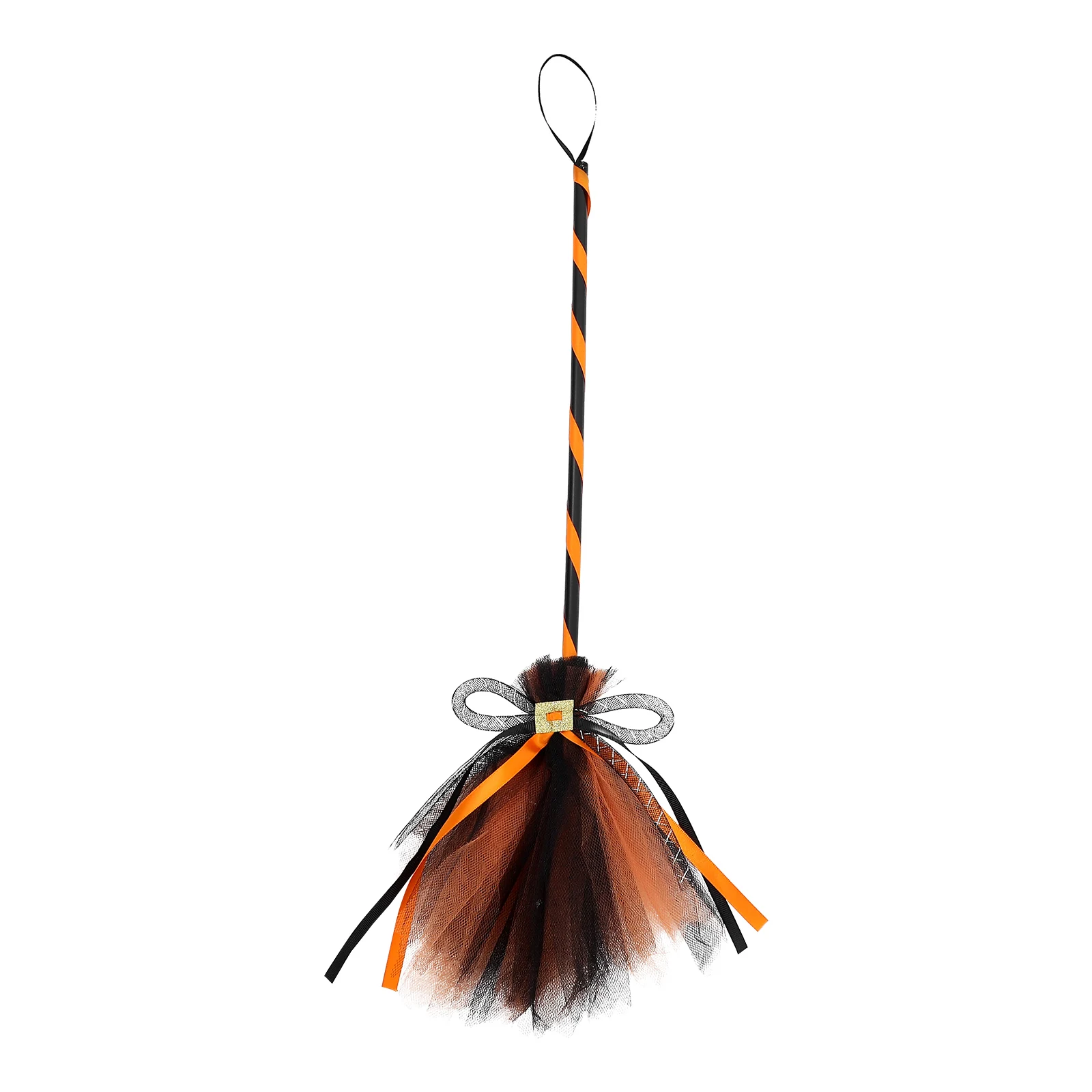 

Decoration Halloween Witch Broom Whisk Prop Flight Costume Orange Mesh Decorative