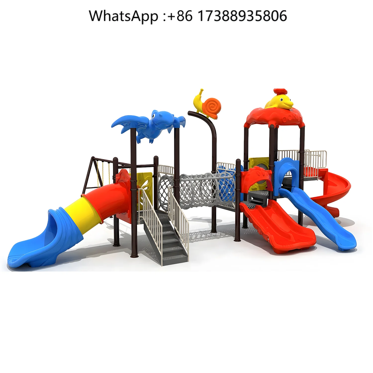 Customized Eco-friendly Steel & LLDPE Outdoor Playground Equipment with Plastic Slides for School & Residential Gardens