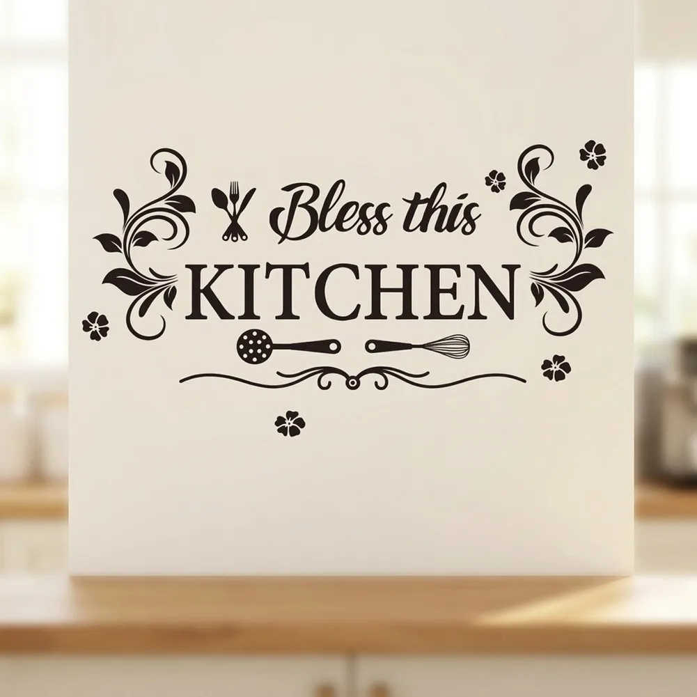 Wall Decals with Kitchen Utensil Motifs for Living Room Bedroom Hallway and Library Decoration on Non-porous Surfaces
