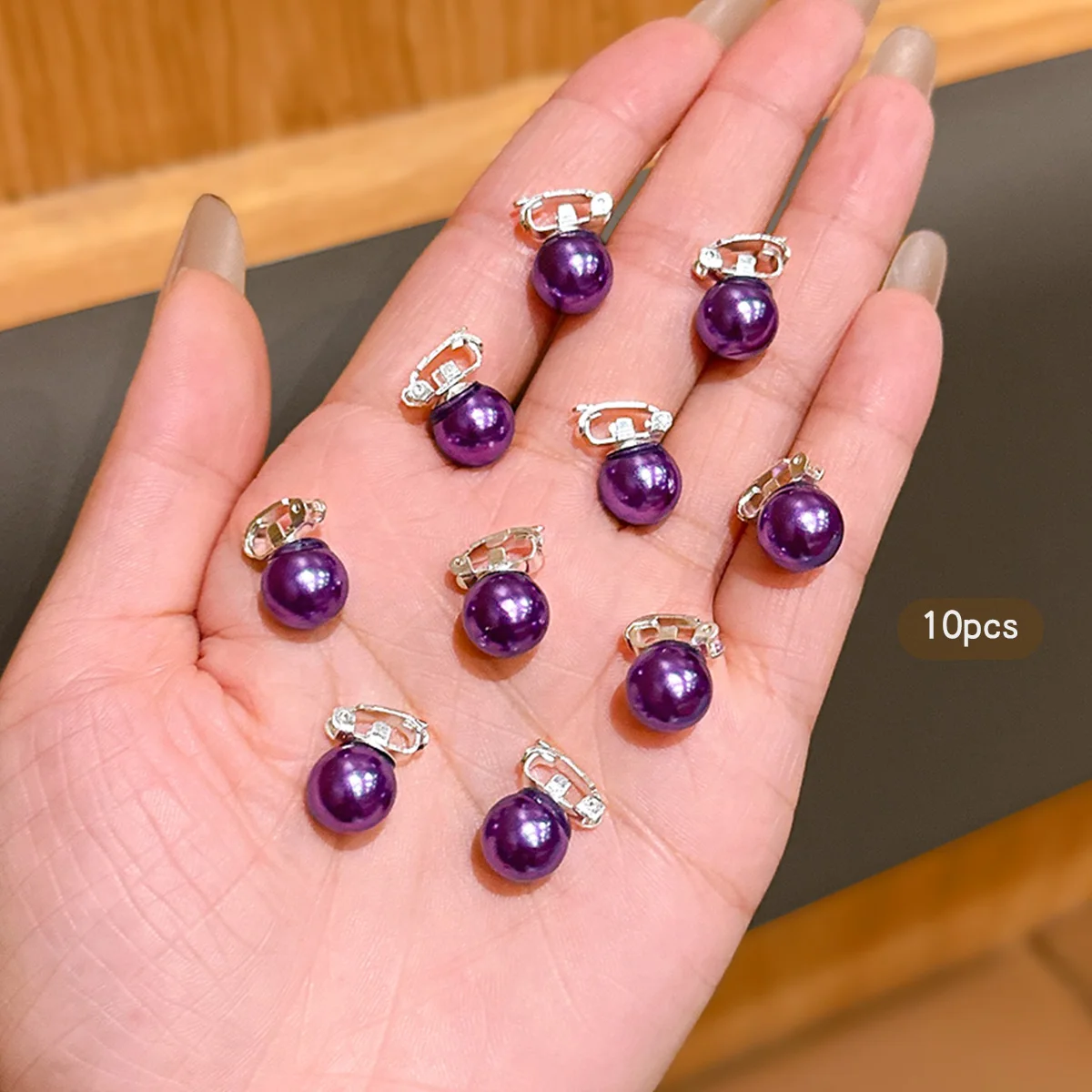 10 purple ball hairpins suitable for daily use as hair accessories and small headpieces