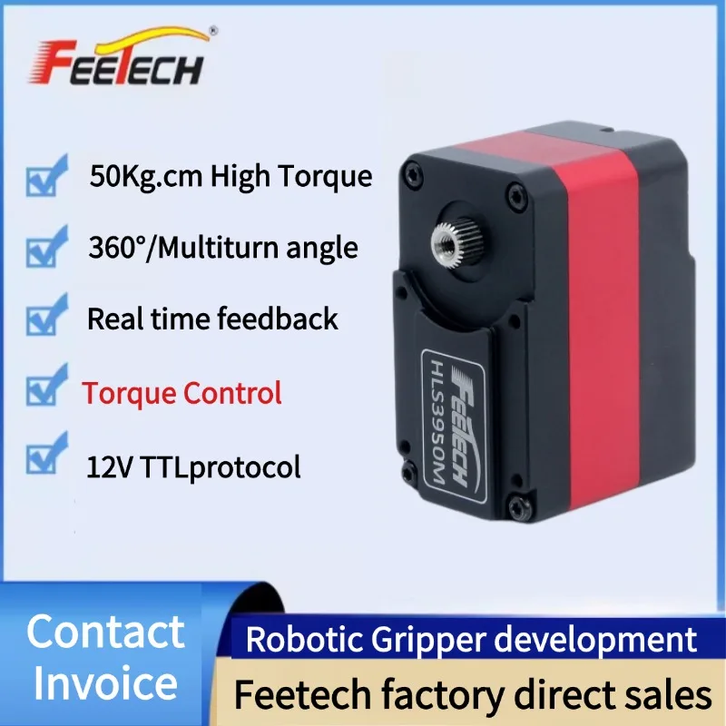 Controllo della coppia 50Kg.cm Full Metal Double Shaft TTL Robot Servomotore Feetch HL3950M Robot Servo per Robot Fixture Grip Robot