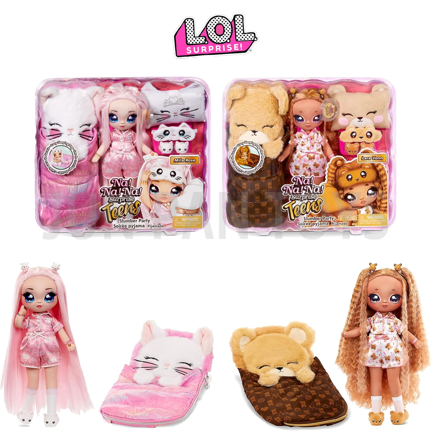 juego-de-juguetes-originales-nanana-surprise-teens-slumber-party-muneca-mila-rose-kitten-muneca-lara-vonn-osito-de-peluche-pijamas-suaves-para-ninas