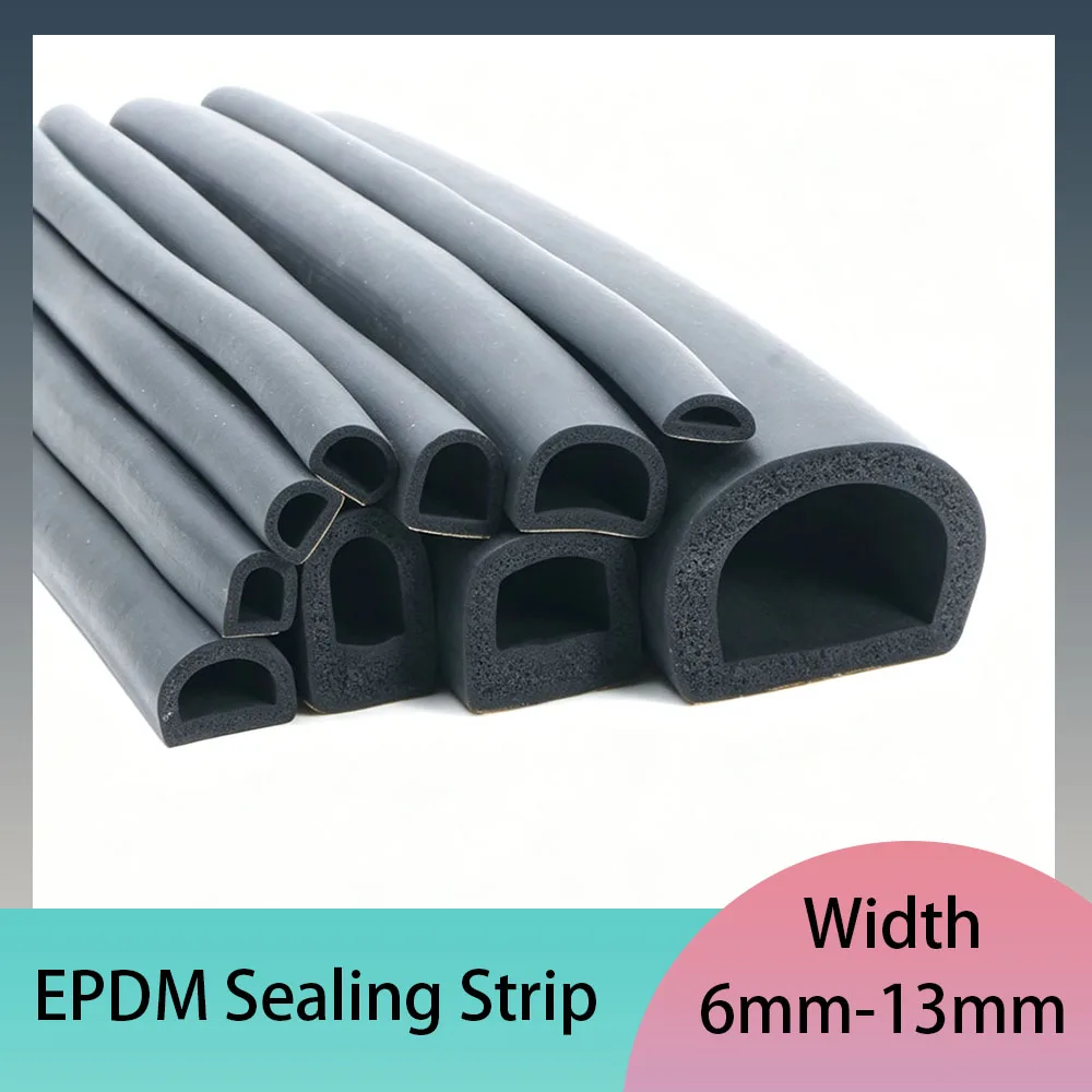 D-Type Self-Adhesive EPDM Sealing Strip Width 6-13mm Height 5-25mm Used For Dust Sound Insulation And Collision Prevention