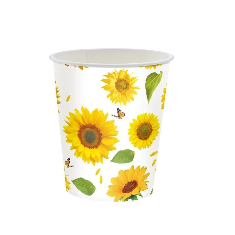 8Guests Sunflower Party Disposable Tableware Turnsole Plate Napkin Tablecover Sunflower Theme Happy Birthday Party Decor