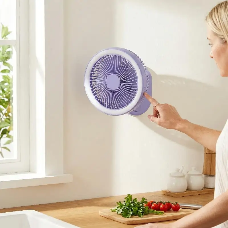 

Desk Fan Portable USB Rechargeable Fan Wall Mounted Hanging Fan With Night Light