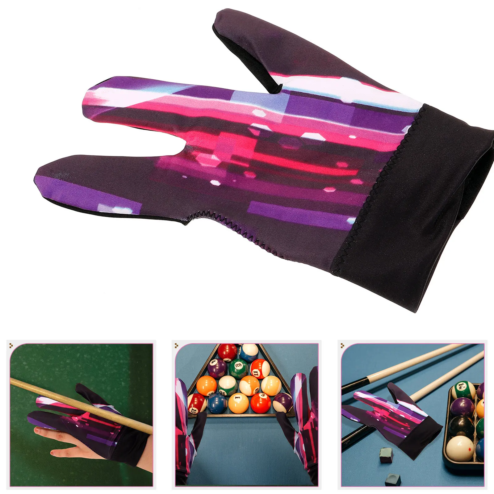 

Three-Finger Billiard Glove Pool Glove Breathable Elastic Snooker Gloves Non-Slip Cue Accessories for Professionals