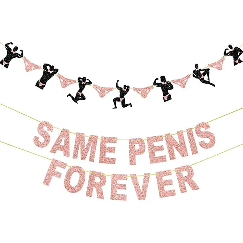 Bachelorette Party Same Penis Forever Banner Rose Gold Hen Party decoration Hen Night Bridal Shower Decor