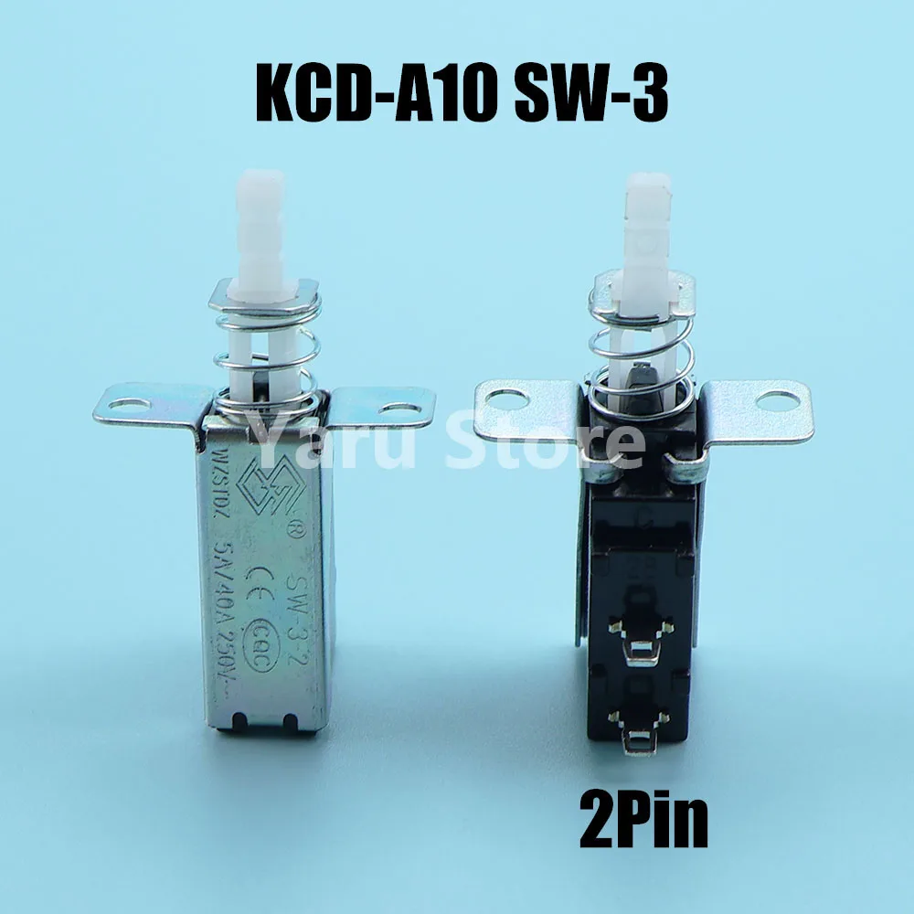 yaru 2pcs Straight Button Self-Locking Switch Heater KCD-A10 SW-3 A04 Power Gear Switch 2-Pin Outside Spring 5A For Range Hoods