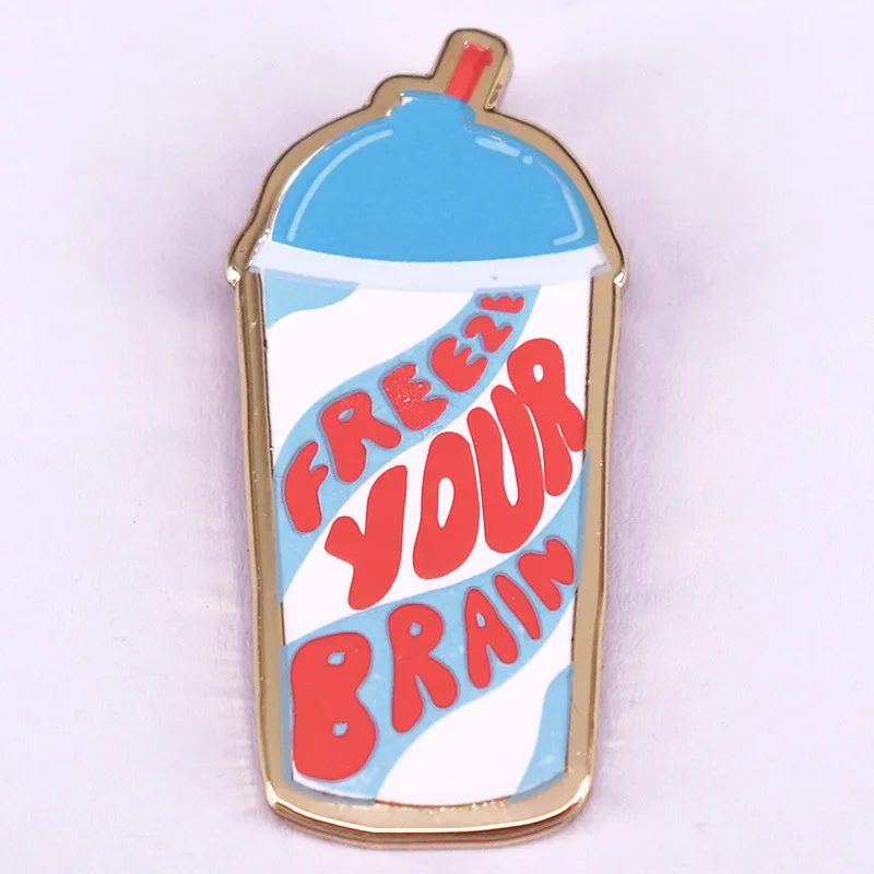 Freeze Your Brain Hard Enamel Pin Hat Backpack Decoration Gift