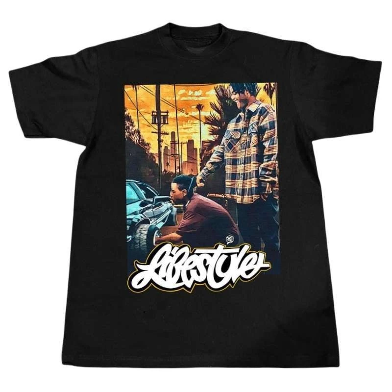 

Menace II Peripheral American Street HIPHOP Rap BBOY Street Dance RAPPER Футболка с короткими рукавами и принтом Женская и мужская футболка Топы