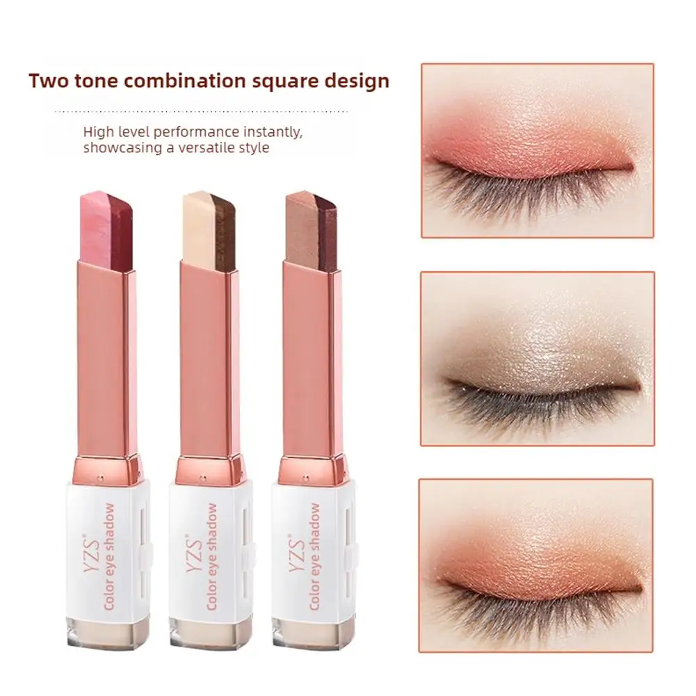 Double Color Gradient Velvet Eye Shadow Stick Lazy Eyes Makeup Professional Waterproof Lasting Shimmer Eyeshadow