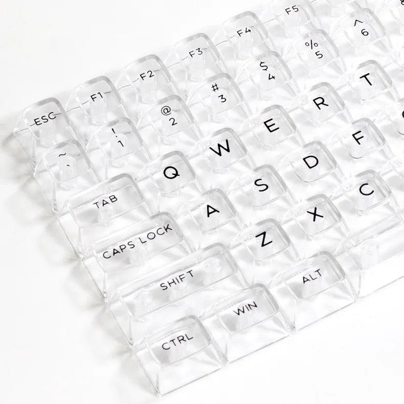132 Keys Crystal Transparent PC Keycaps For Cherry MX Switch Mechanical Gaming Keyboard backlit RGB Key Caps ISO Layout DIY GK61