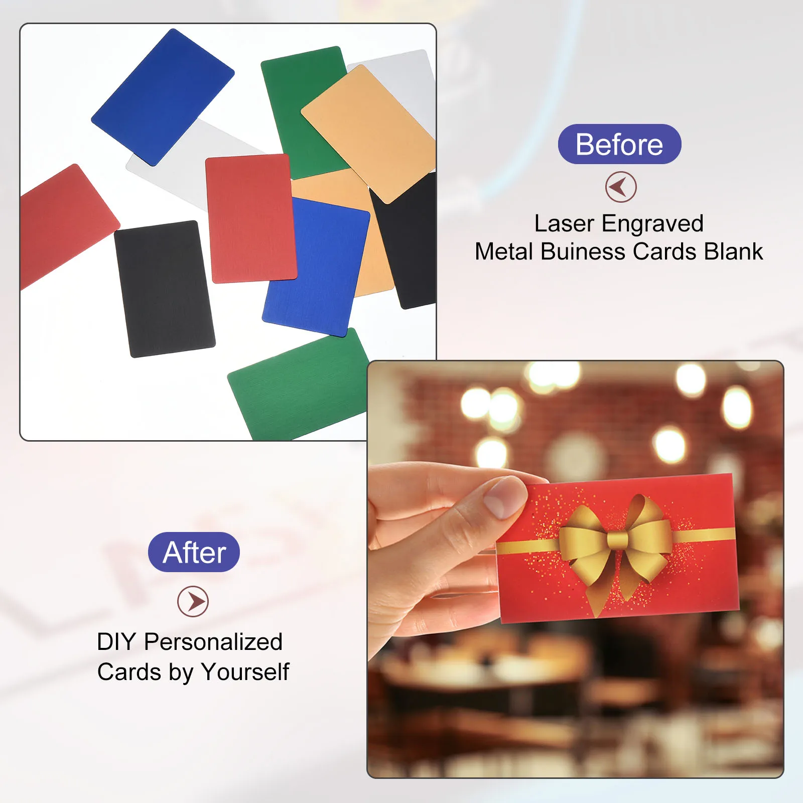 20/30Pcs 86x54x0.8mm Metal Business Cards Anodized Aluminum Blanks Name Card Laser Engrave Printable Name Cards for Custom DIY