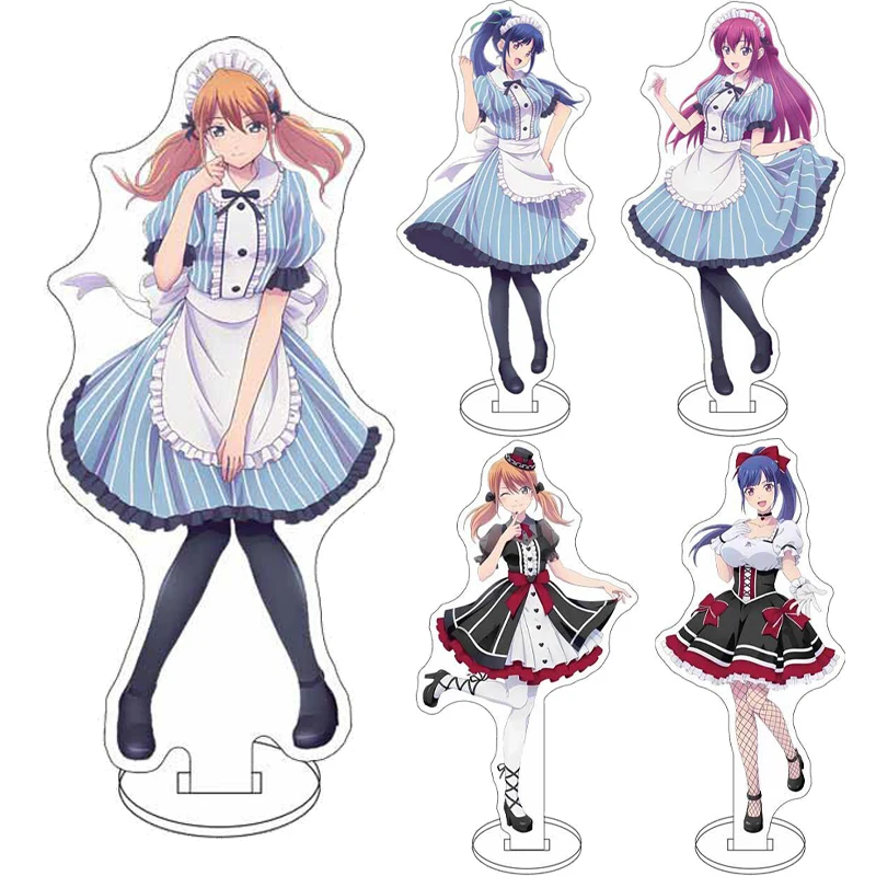16CM Anime ‌ Die Café-Terrasse und ihre Göttinnen Figuren Hayato Kasukabe Akane Hōōji Ami Tsuruga Acryl-Ständer Cosplay-Ornamente Geschenke