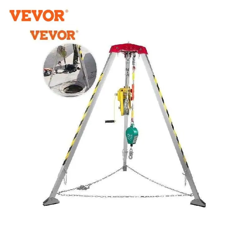 VEVOR عدم الانزلاق الأماكن المغلقة ترايبود السلامة الإنقاذ ترايبود عدة مع 2600lbs قدرة ونش والخريف حامي 7ft الساقين قابل للتعديل
