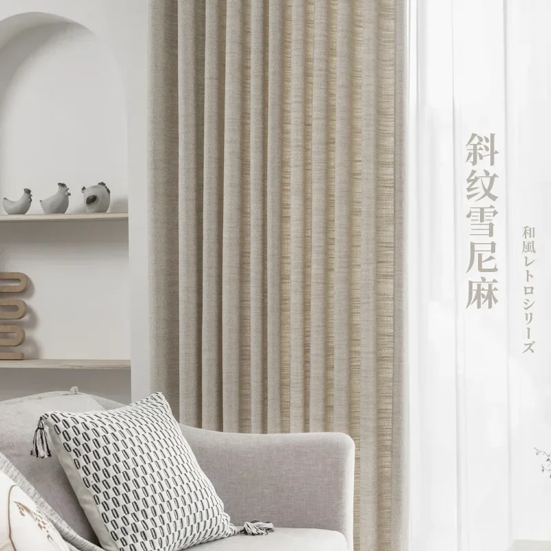 Curtains for Bedroom Living Dining Room Semi Blackout Wabi-Sabi Twill Cheney Linen Blended Cotton Linen Fabric Windows