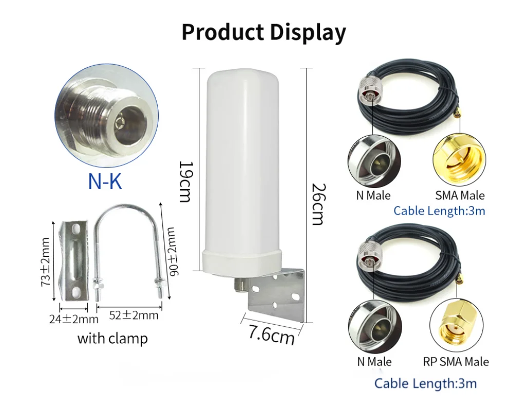 5G Antenne 4G LTE Antennes Externes Large Bande 5.8GHz Antenne pour la Station de Base Routeur Modem Aérienne avec N femelle SMA Mâle