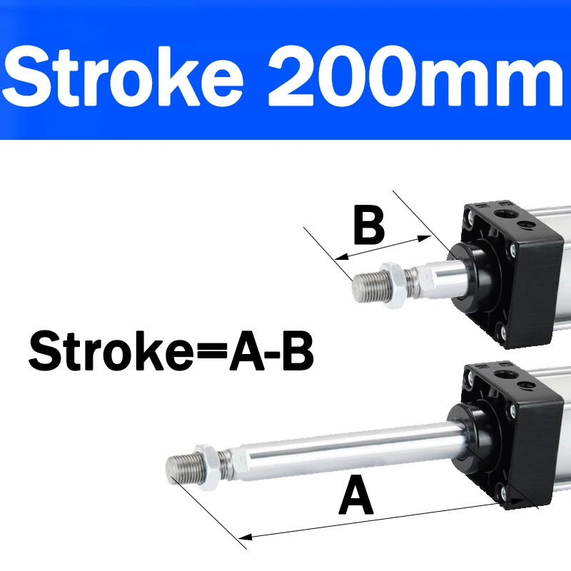 SC32/40/50/63 Pneumatische Cilinder Zuiger Dubbelwerkende Luchtcilinders 50/75/100/125/150/200/250/300/400/500/600/800/1000mm Slag