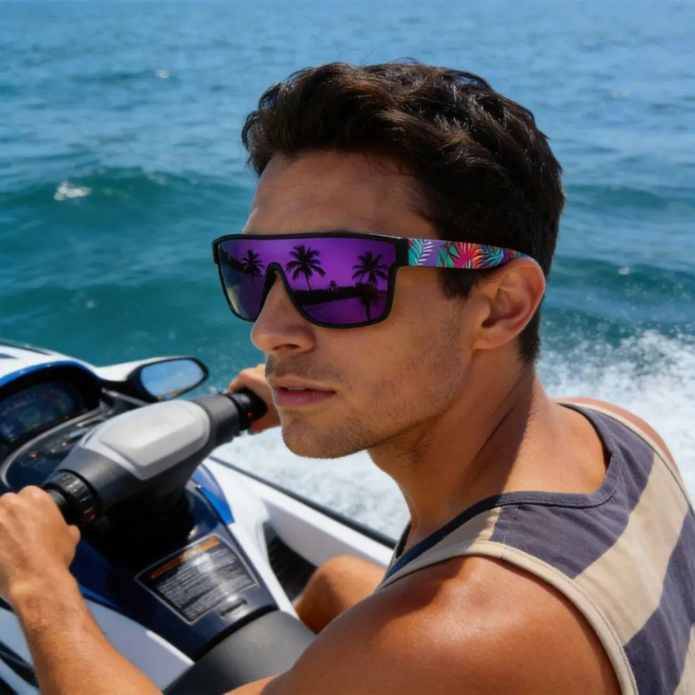Clara Vida Coconut Romantic Island Resort Purple Colorful Polarized Sunglasses Men Sun Glasses Women