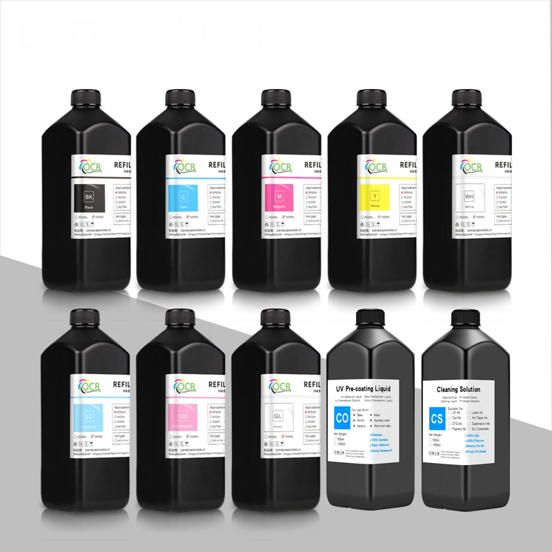 1000ML Bottle LED UV Ink For Epson L800 L805 L1800 R290 R330 1390 1400 1410 UV Printer Ink UV Varnish Gloss Ink Hard INK Soft