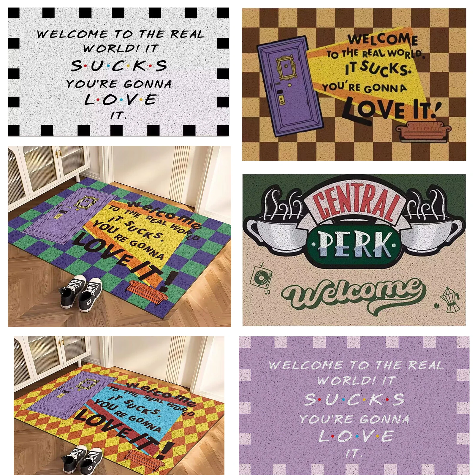 PVC Anti-slip Doormat for Entrance, Central Perk Design Carpet, Rubber Foot Mat, Funny Entryway Rug Decor, Small and Big Size