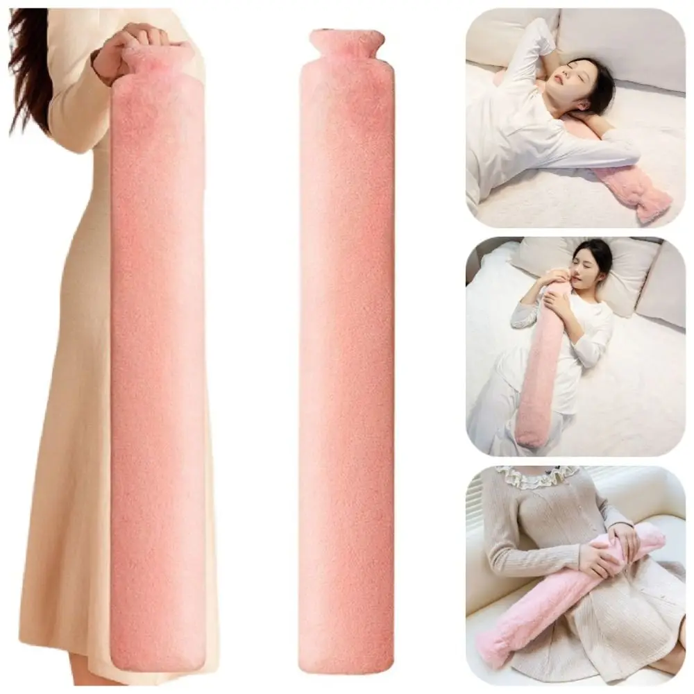 

Soft Extra Long Hot Water Bottle Removable Leak-proof Water-filled Waist Warmer Keep Warm with Plush Cover Hand Warmers Waist