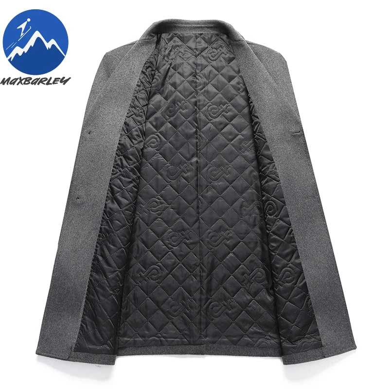 Maxbarley Premium Wool Coat Men Outdoor Office Windproof Wool Jacket Casual Daily Wear Thickened Warm Comfortable Outerwear