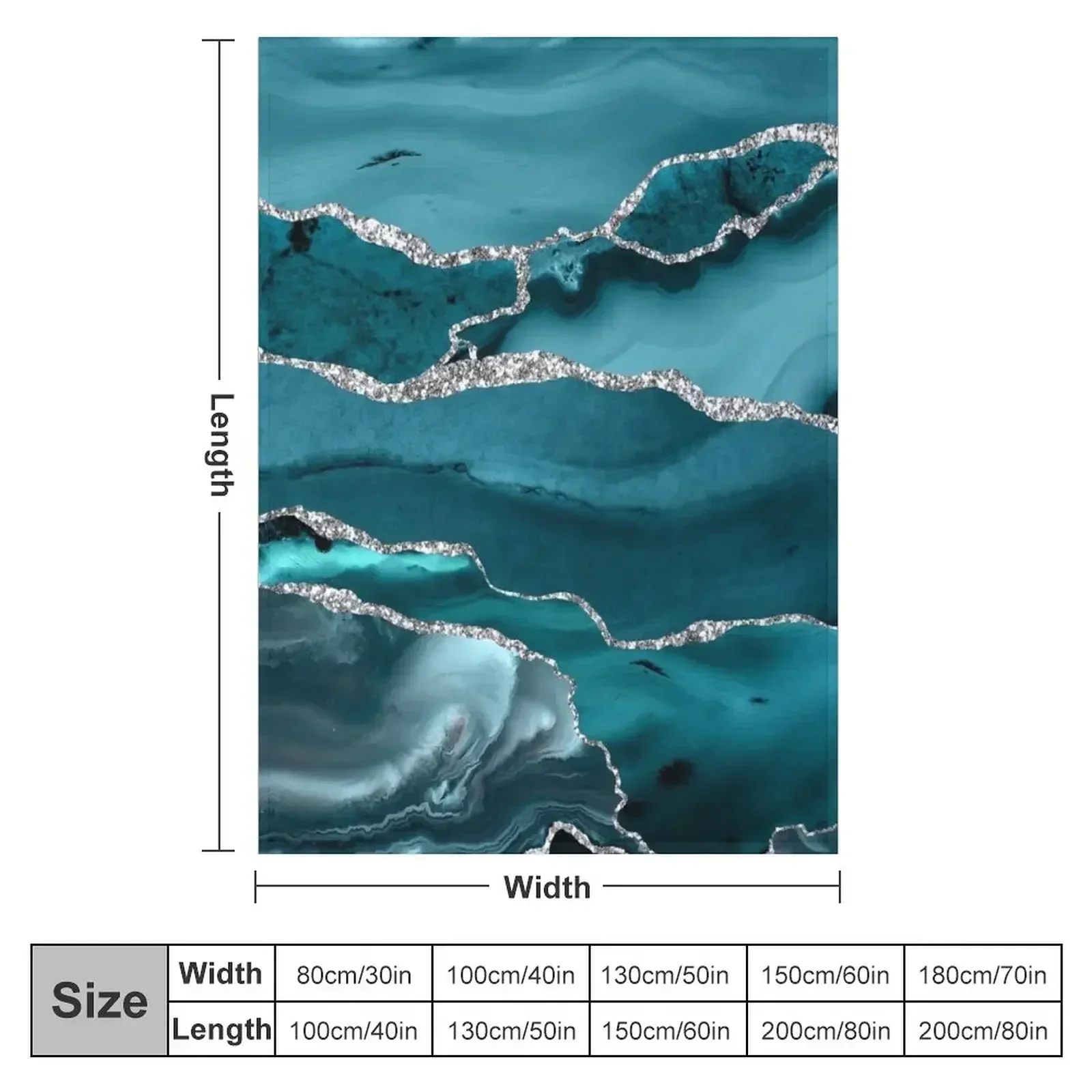 Trend Turquoise Faux Marble Textures Throw Blanket couch cozy soft plush fuzzy picnic outdoor blanket