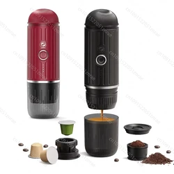 Cafetera Espresso portátil, 2 tazas, compatible con cápsulas Nespresso o máquina de café en polvo para viajes al aire libre, cafetera con puerto USB-Typec