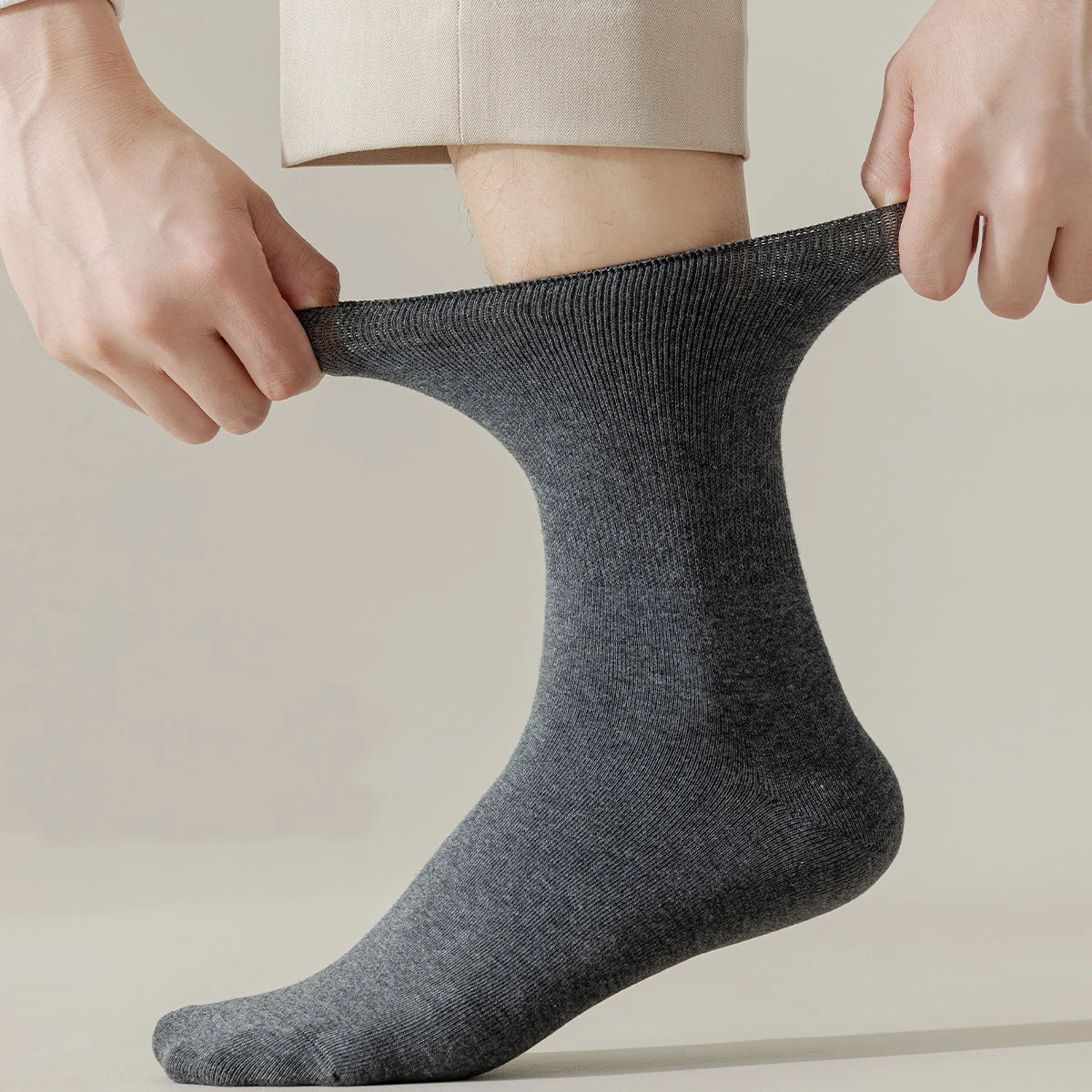 Chaussettes courtes en coton pour hommes d'affaires, grande taille, couleur unie, prévention des varices,