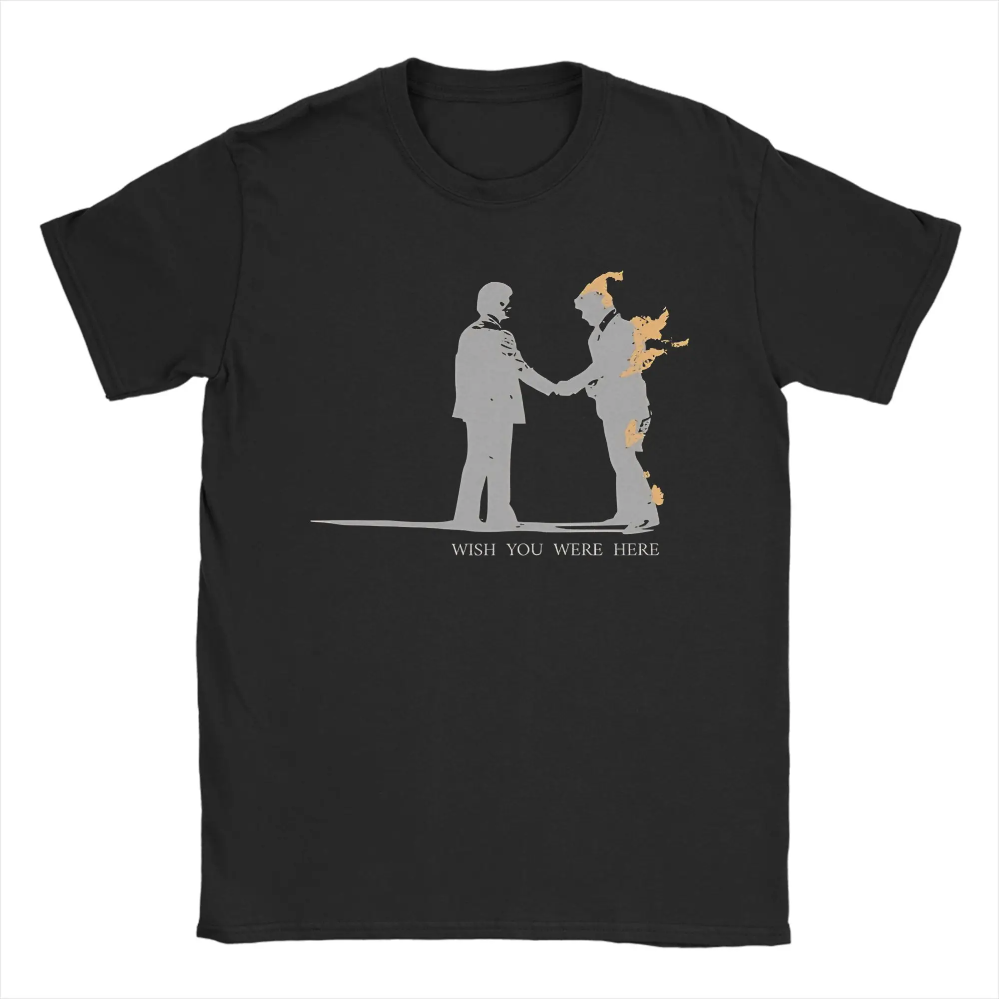 Camiseta de algodón Pink Floyd Wish You Were Here para parejas, camisetas impresionantes de verano, camiseta transpirable, ropa barata de gran tamaño