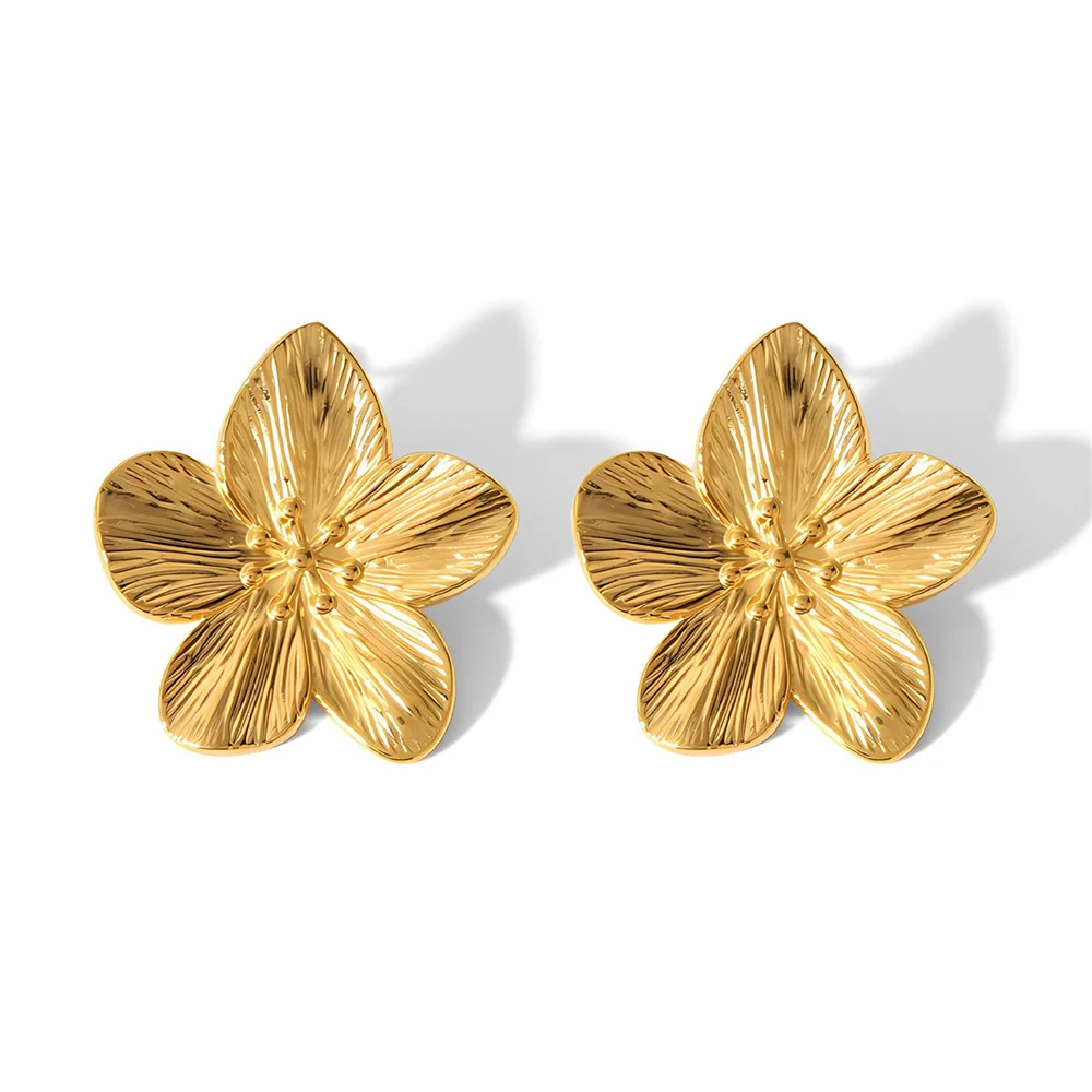 1 Pair Leaf Earring Stainless Steel Gold Color Stud Earrings Trendy Jewelry for Daily Party Accessories Women Jewelry Earstuds