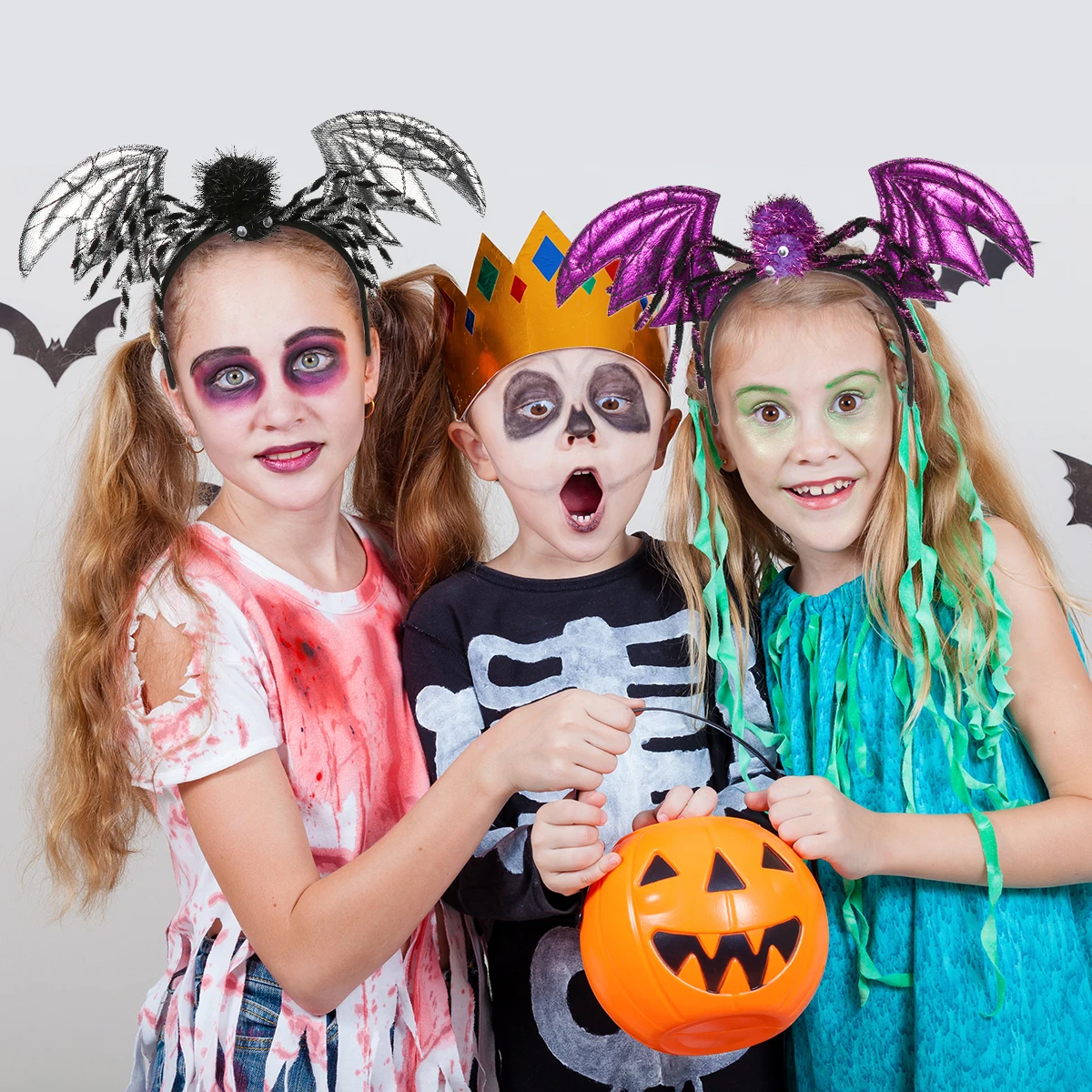 

2Pcs Bat Wings Headb Halloween Hair Hoop Spider Headdress Girl Ear Decor Universal Size Durable Festive Party Accessories