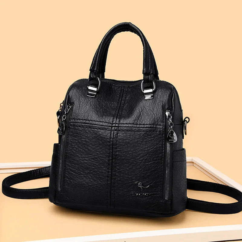 

Sale High Quality Leather Backpack Women Shoulder Bags Multifunction Travel Backpack School Bags for Girls Bagpack Mochila